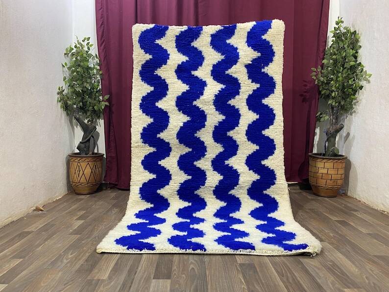 Gorgeous beniourain carpet, moroccan handmade rug, blue rug, living room ru