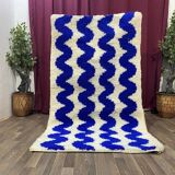 Gorgeous beniourain carpet, moroccan handmade rug, blue rug, living room ru