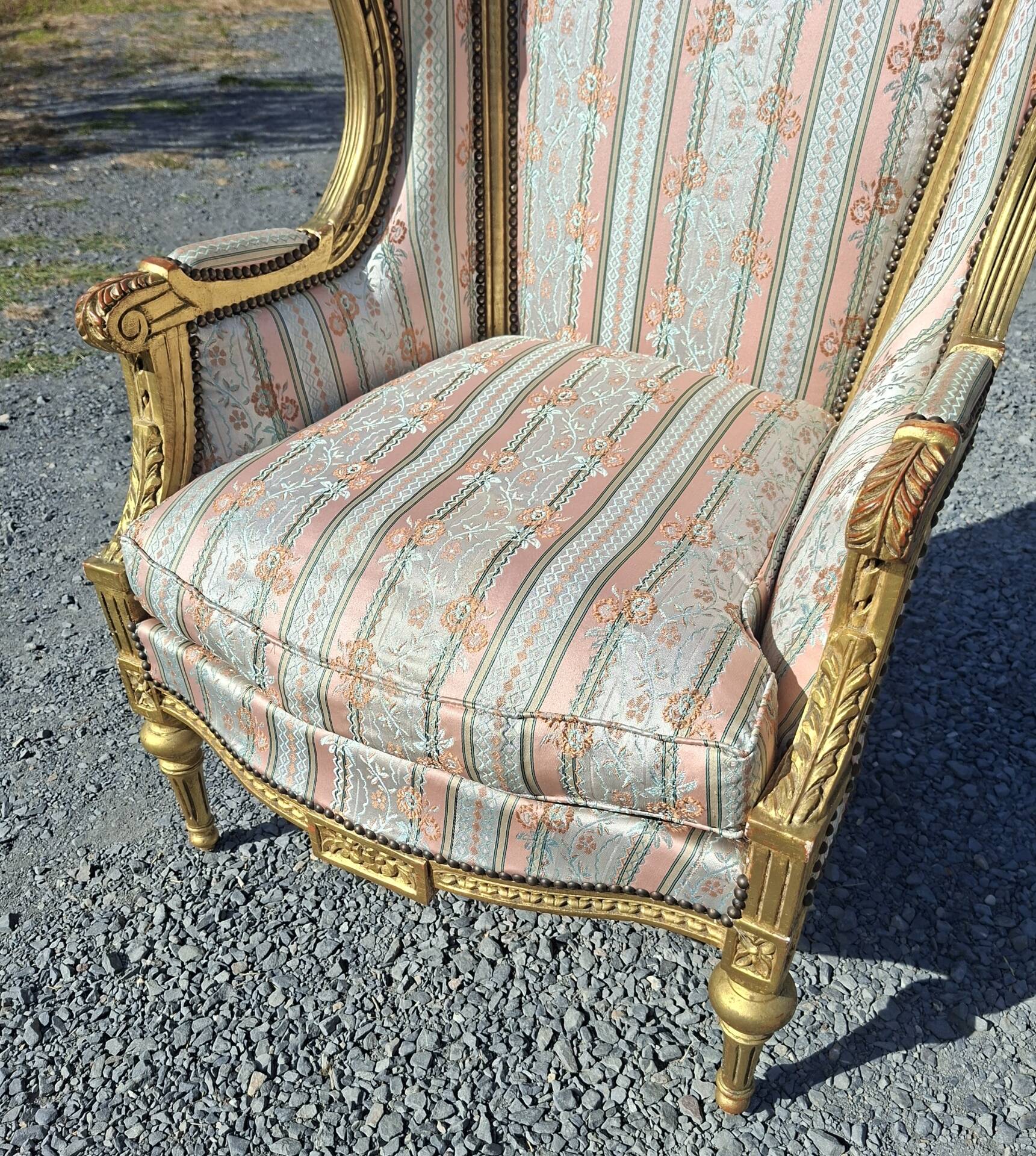 Louis XVI style wingback Bergère armchair
