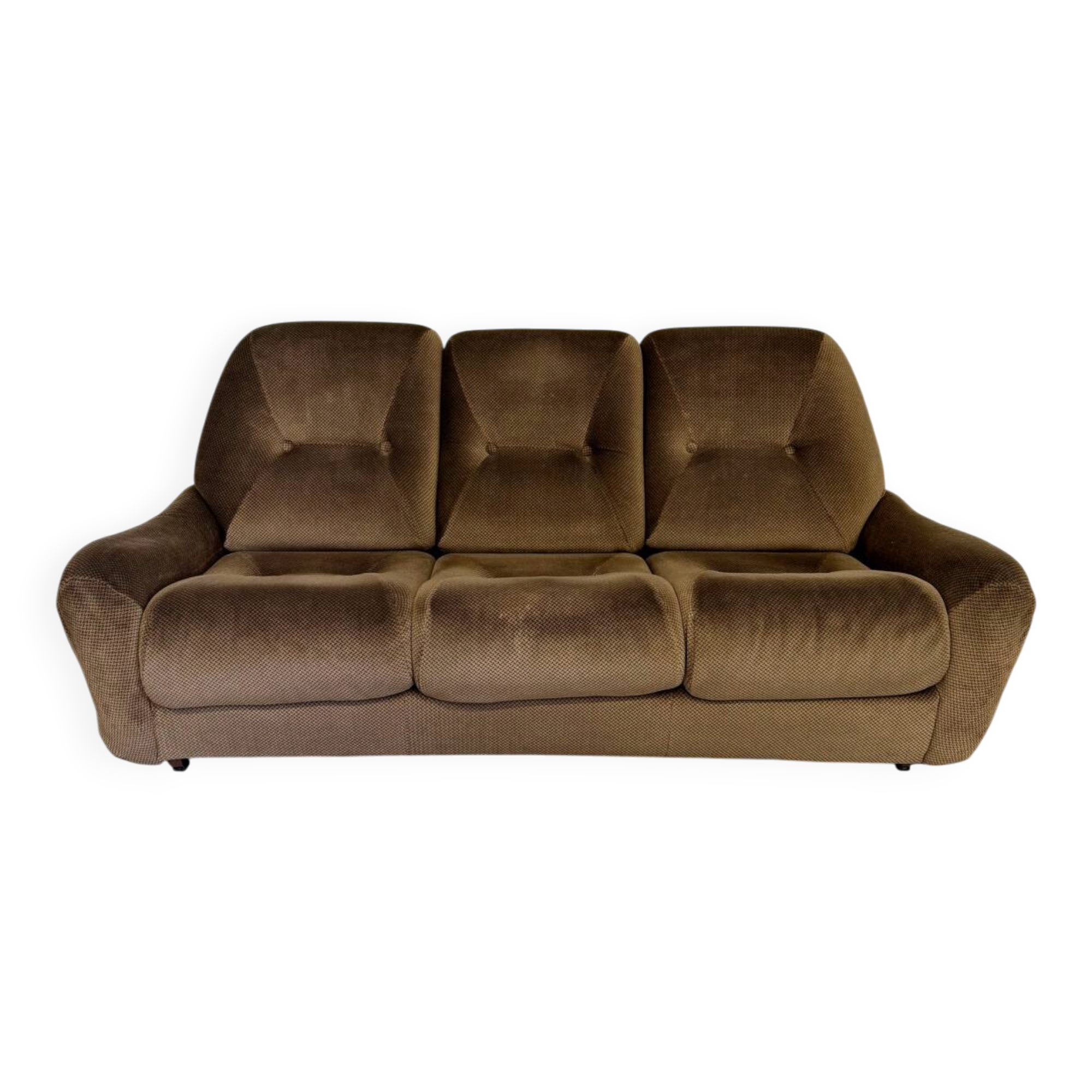 Cosy 3-seater sofa, convertible, French design from the 70s, vintage.