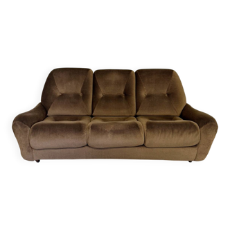 Cosy 3-seater sofa, convertible, French design from the 70s, vintage.