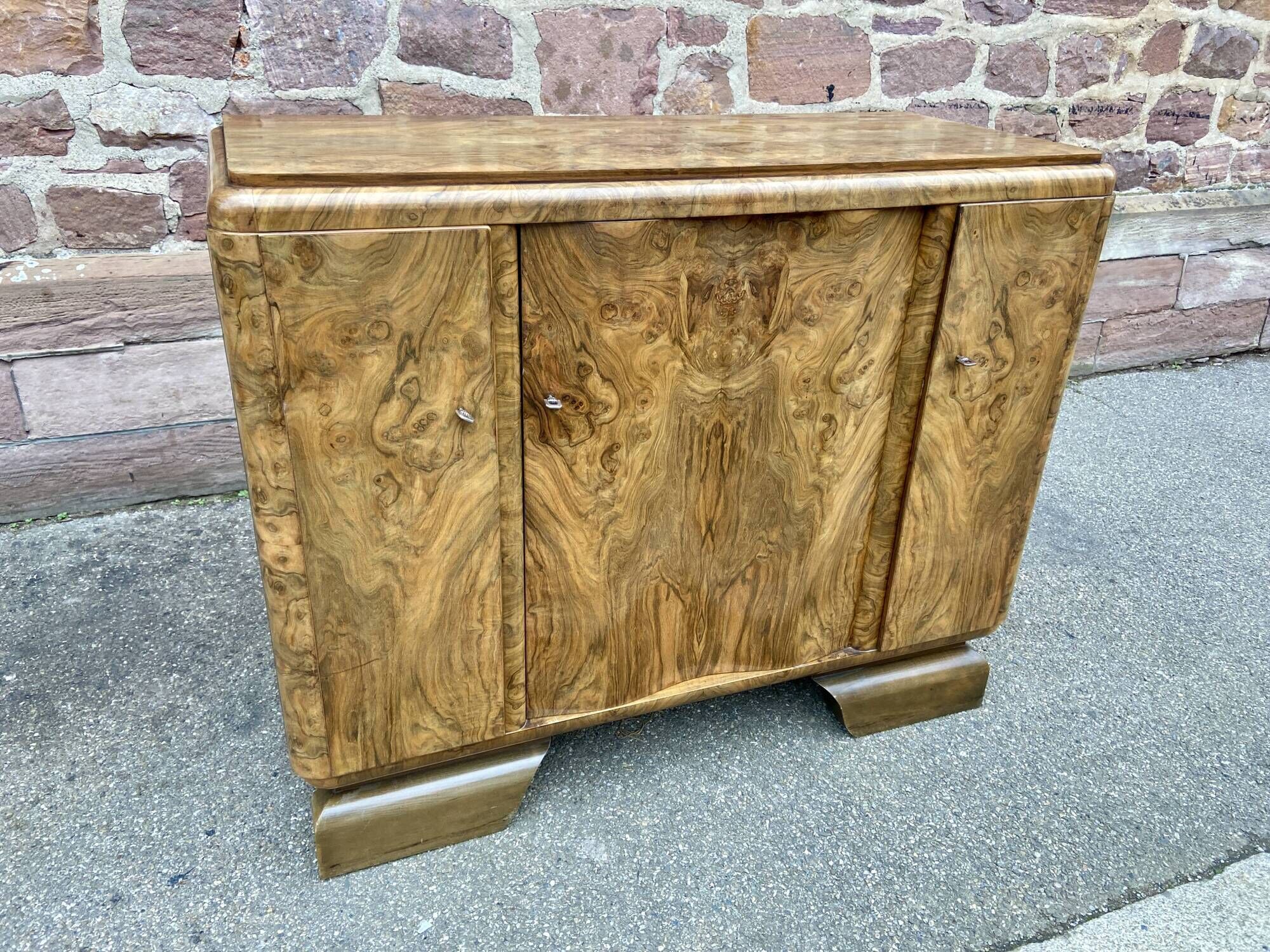Enfilade art deco mid-century vintage 1950 ronce de noyer