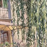 Watercolor landscape signed and dated 1973