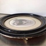 Antique Oval wooden frame with gilded border 27 cm x 24 cm