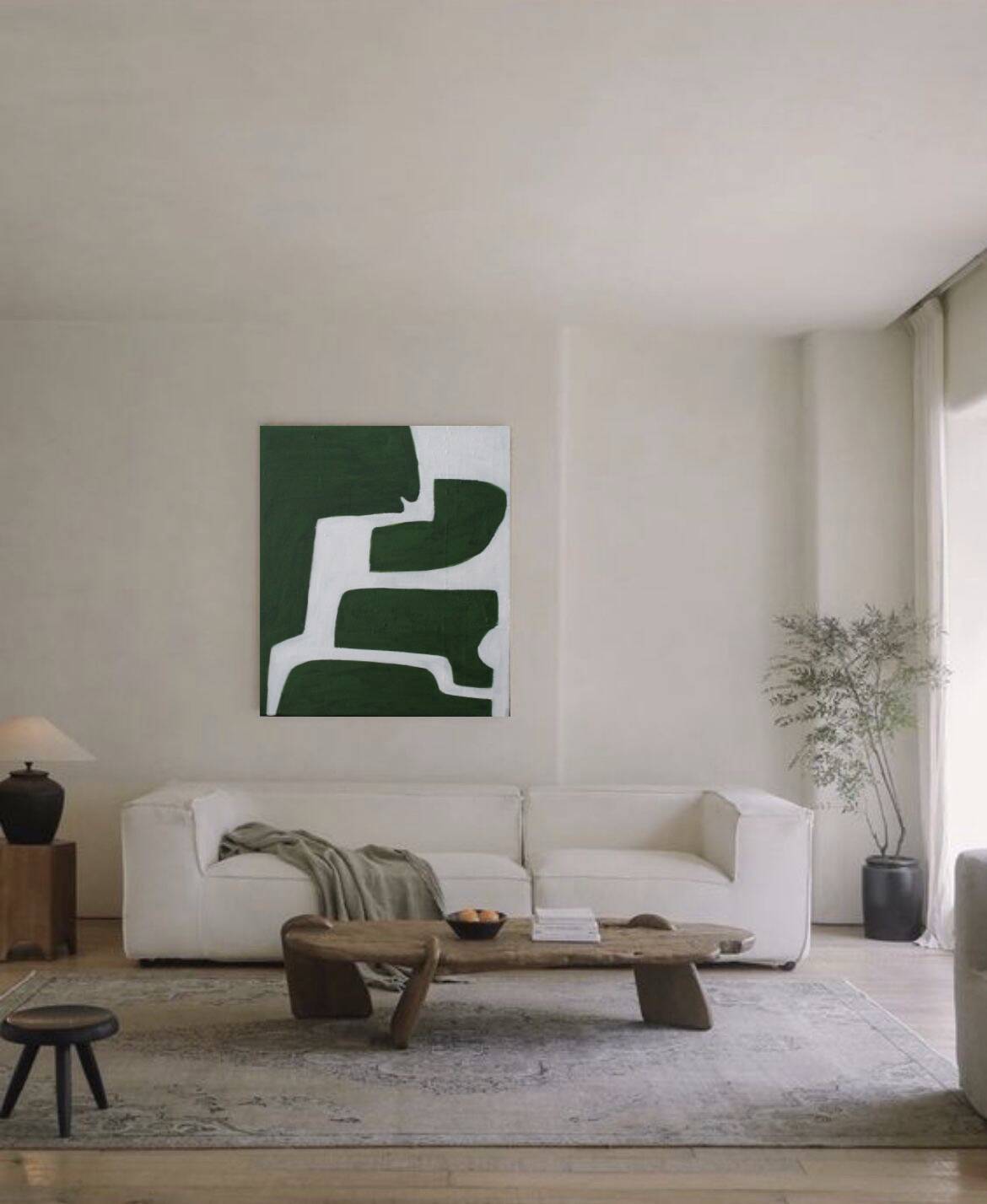 Organic green abstract canvas 100x80cm by Bodasca