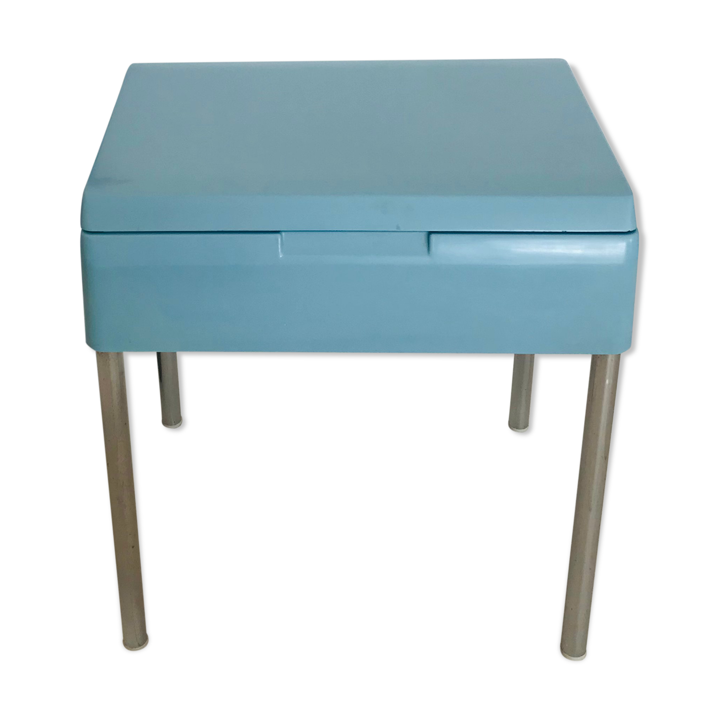 Boîte à Fournitures En Bois Vintage 1970 – Couvercle Rabattable – Rangement Déco