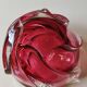 Ashtray/empty pocket, in blown Art glass, Murano/Italy. Organic floral shape. Pink tones