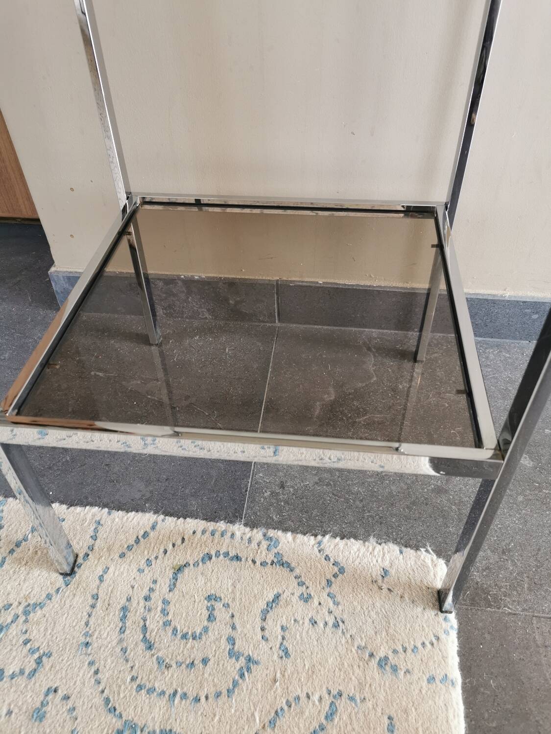 Small vintage chrome metal shelf