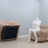 Vintage pair of velvet armchairs MARIANI 1970s