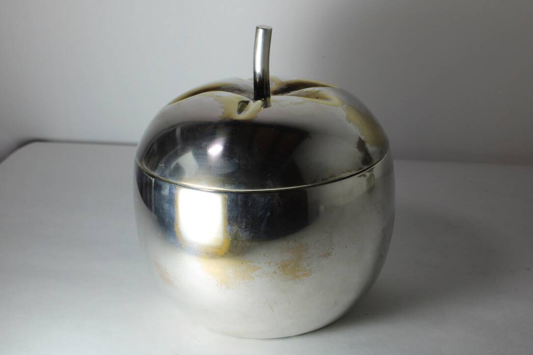 Vintage silver metal tomato ice bucket Italy 1960