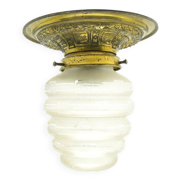 Lampe de plafond en laiton et verre Art Nouveau du début du 20e siècle, Autriche