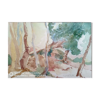 Aquarelle - 32 x 48 cm - signée, datée 89 Pascale Rigat-Esselin (née en 1952)