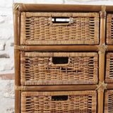 Wicker and rattan chest of drawers with 8 drawers
