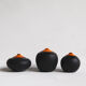 Trio of miniature black and orange ceramics Antonio Lampecco