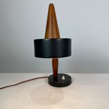 Table lamp of black metal and teak of Danish design, 1960s