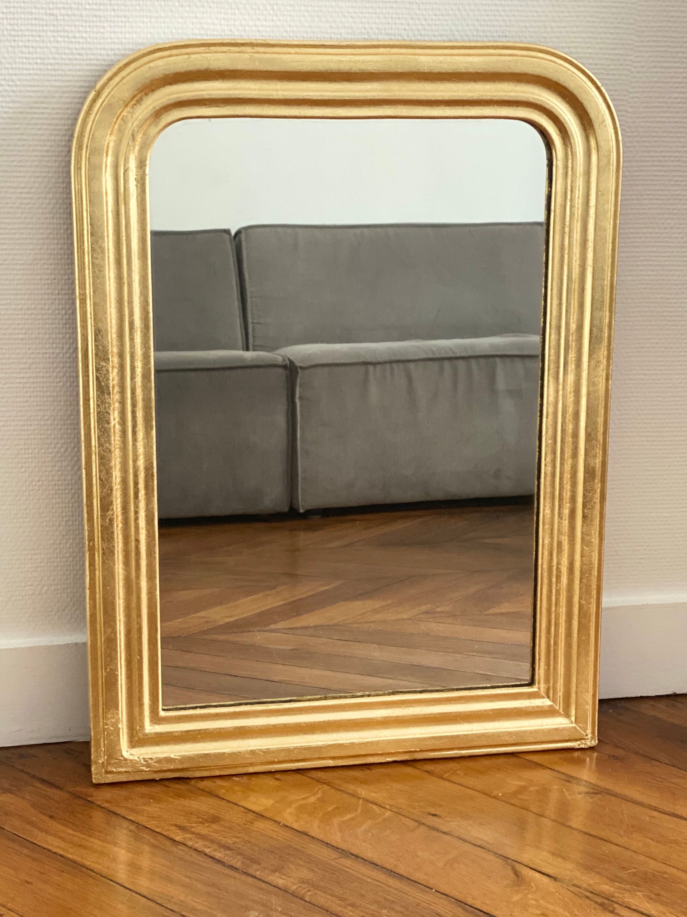 Miroir ancien Louis Philippe doré feuille d’or - 71x53cm