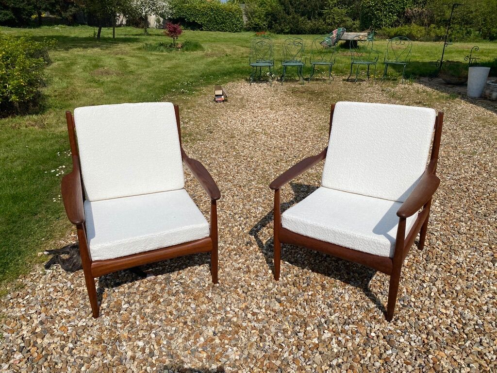Pair of Scandinavian teak armchairs