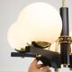 Mid-Century Modern Italian Brass and Opaline Chandelier
