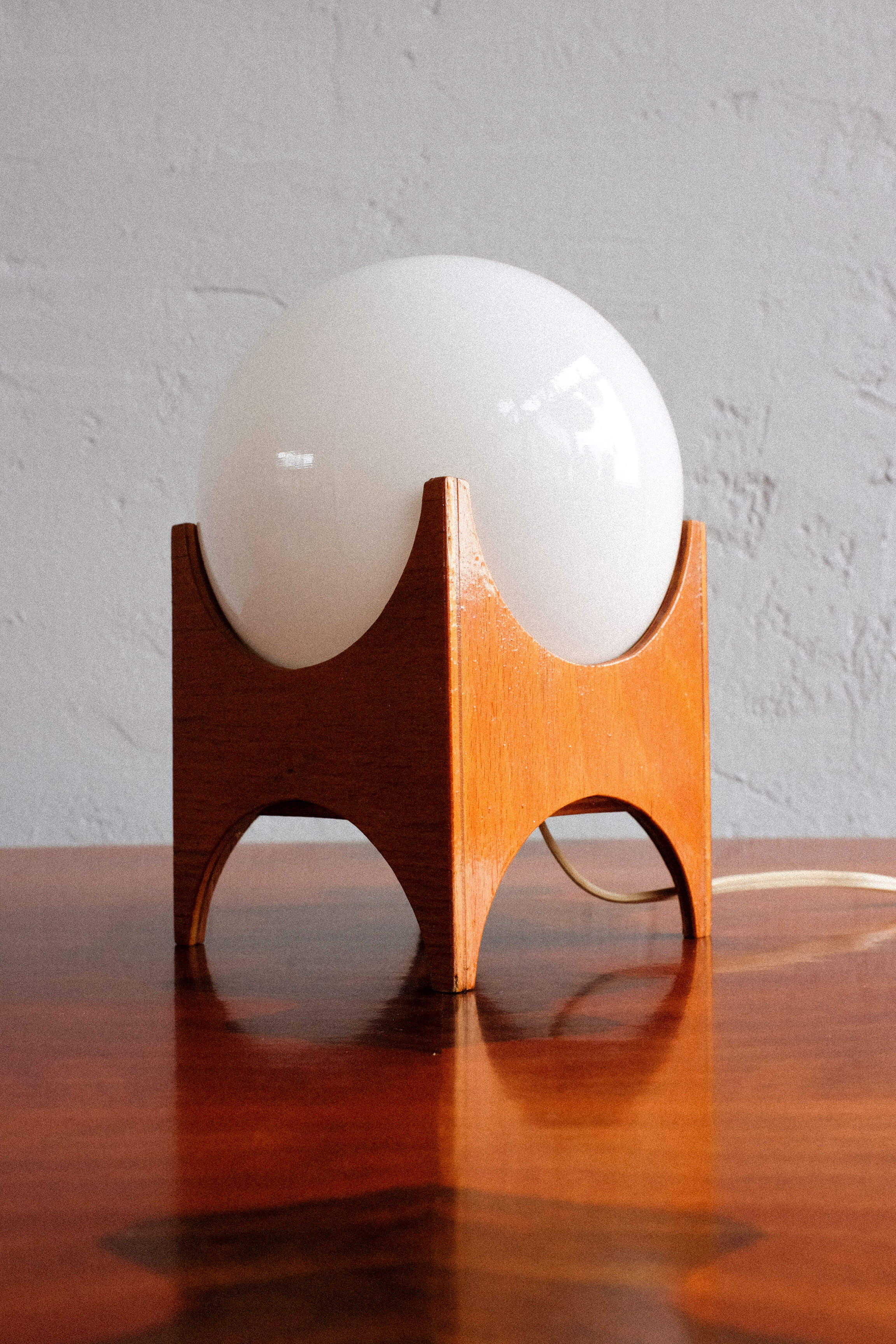 Glass & wood table lamp, Czechoslovakia, 1960s