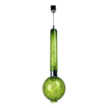 Suspension tube en verre vert extra large du milieu du siècle, Staff Leuchten, années 1960-1970