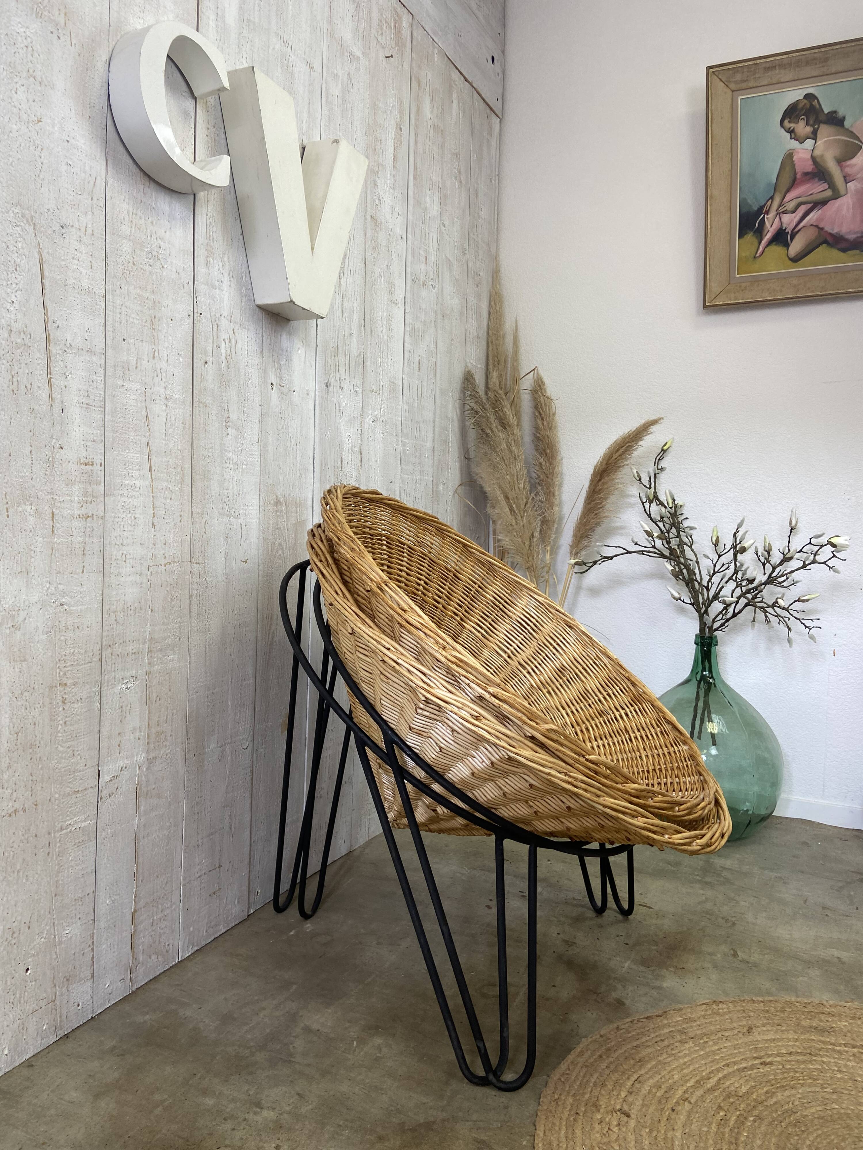 Pair of wicker basket armchairs