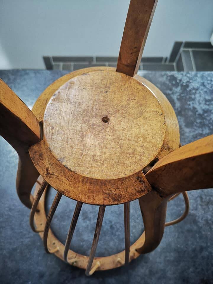 Former worker basket serving piece of professional furniture fruit wood support early 1900