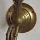French Brass Single Wall Light with Pink & Clear Floral Glass Shade