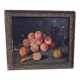 Still life on canvas by Rancière, depicting fruits and a carafe 1896.