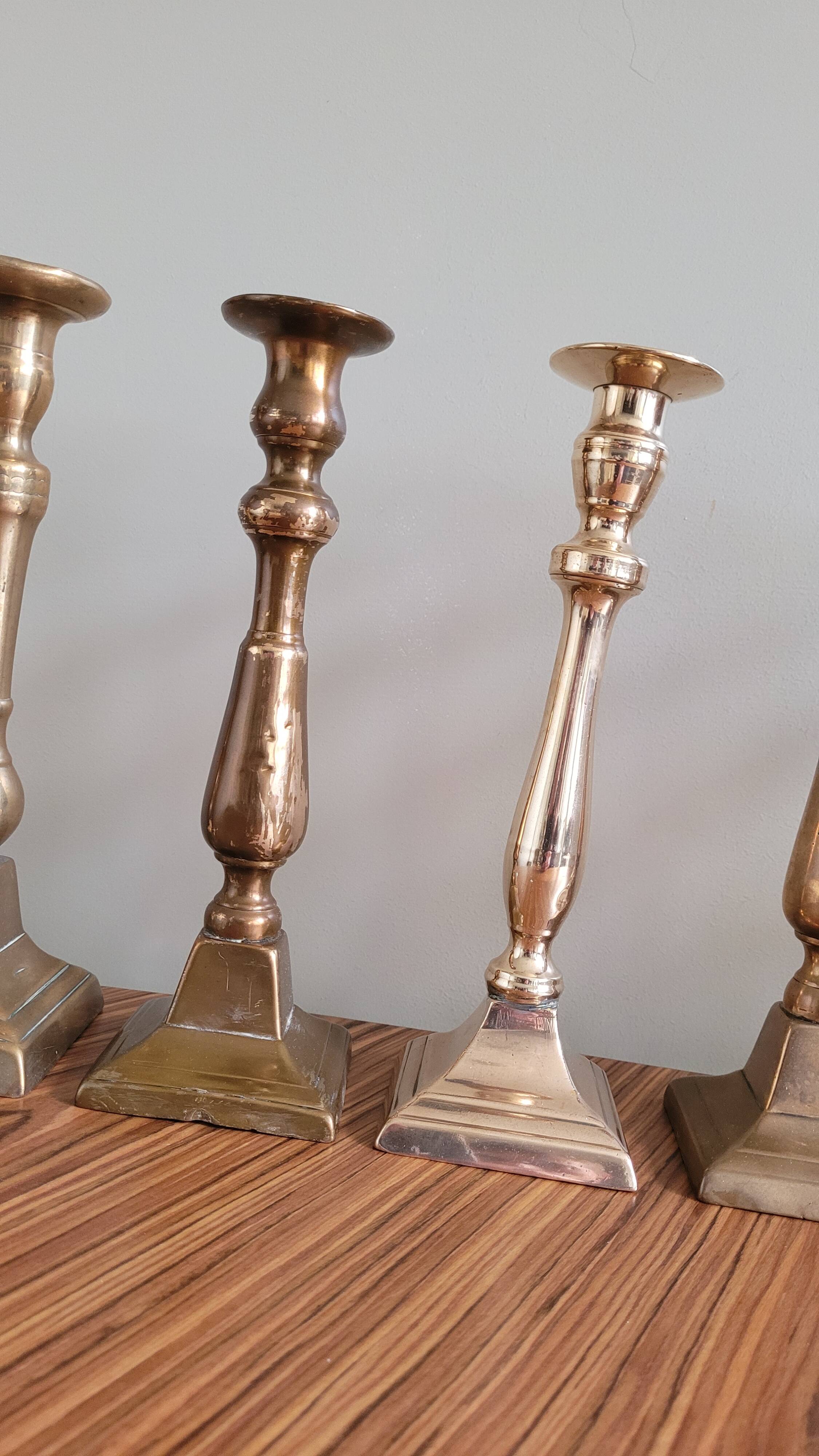 Set of 10 bronze-tinted brass candle holders 01 Pro