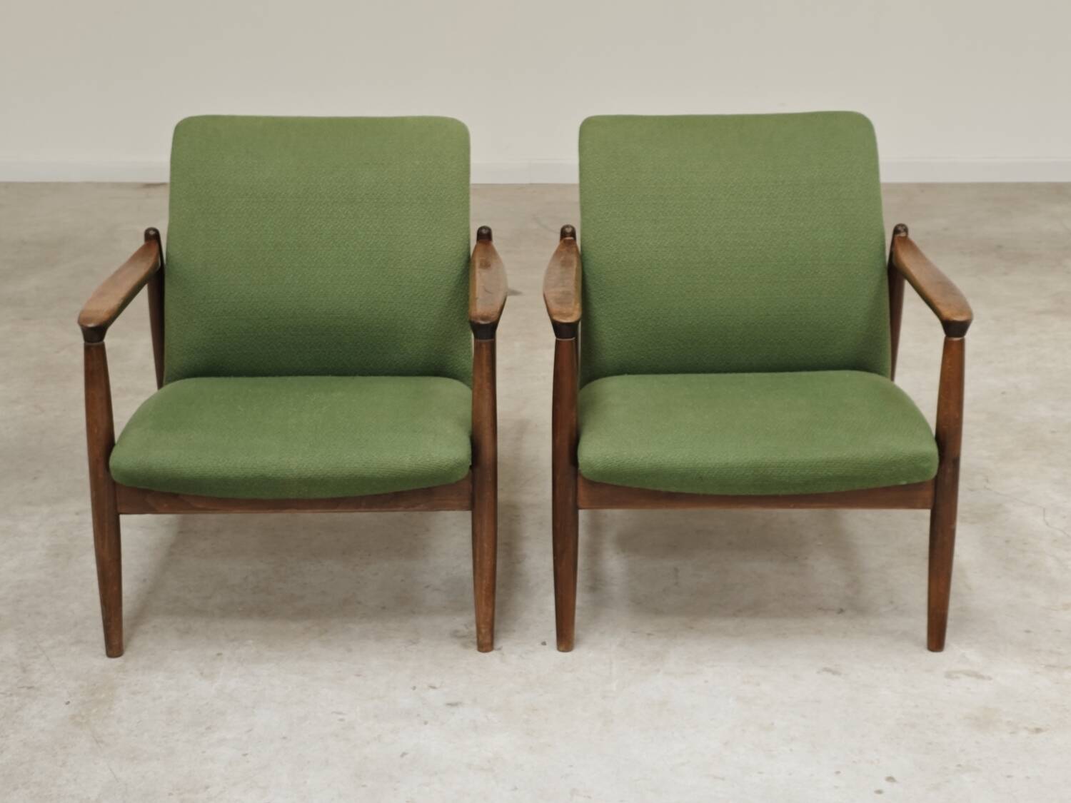 Pair of green GMF 64 armchairs by
Edmund Homa, Poland, 1960s
