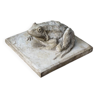 Cement frog, signed A. Picot