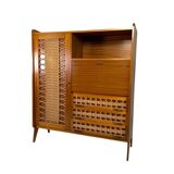 Vintage buffet, rattan and wood secretary from the 1960s.