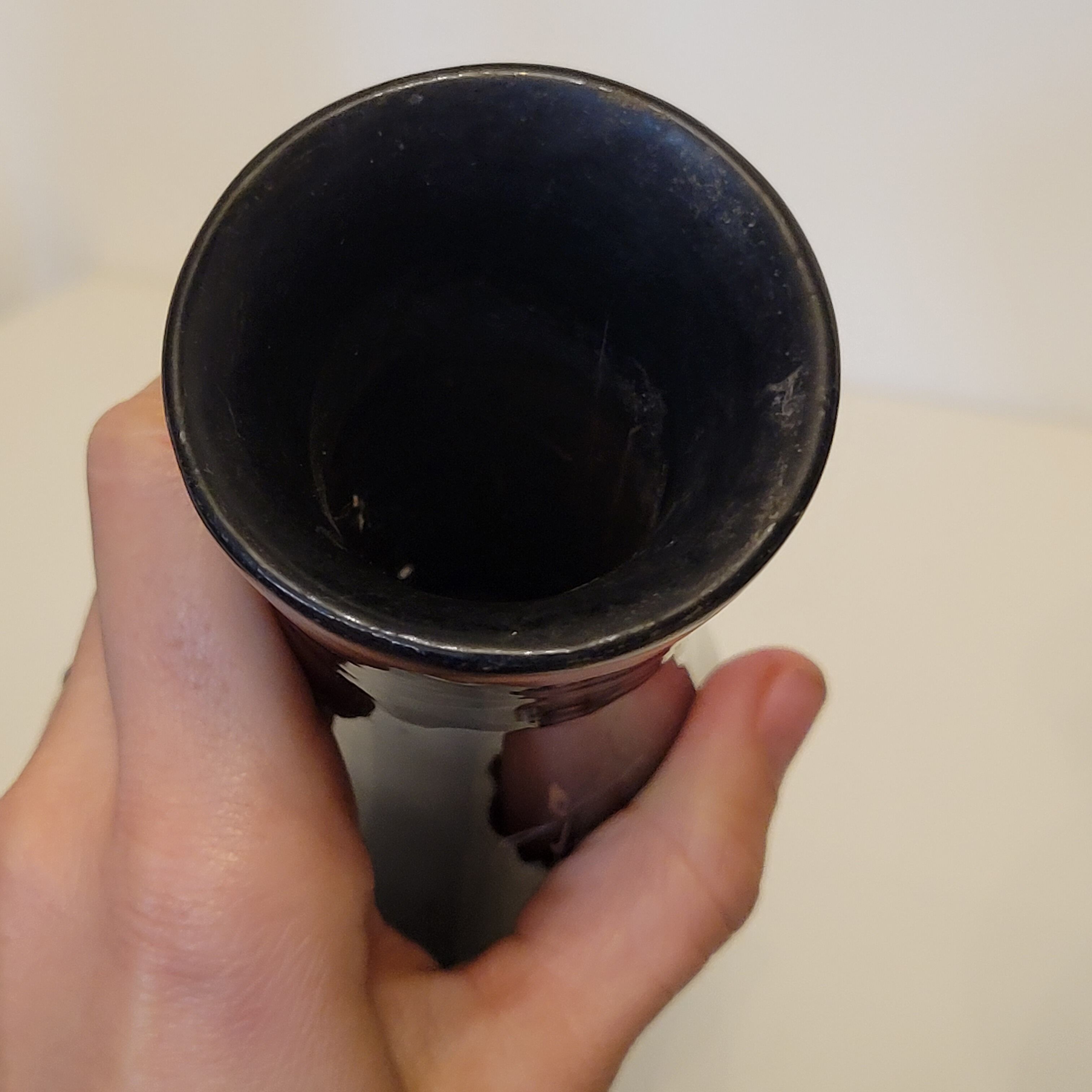 5 Vietnam vases black lacquered wood and mother-of-pearl inlays