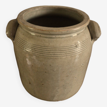 Glazed stoneware pot with two handles