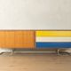 Exclusive mid-century style sideboard with stainless steel base, 1960s