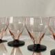 6 petits verres à vin ou à eau art déco rose et pied noir 7 cl