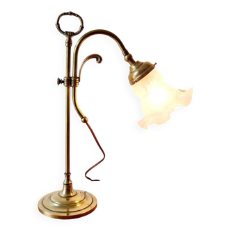 Lampe tulipe art nouveau bronze