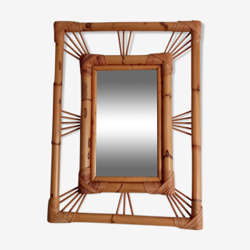 Miroir ancien en bambou