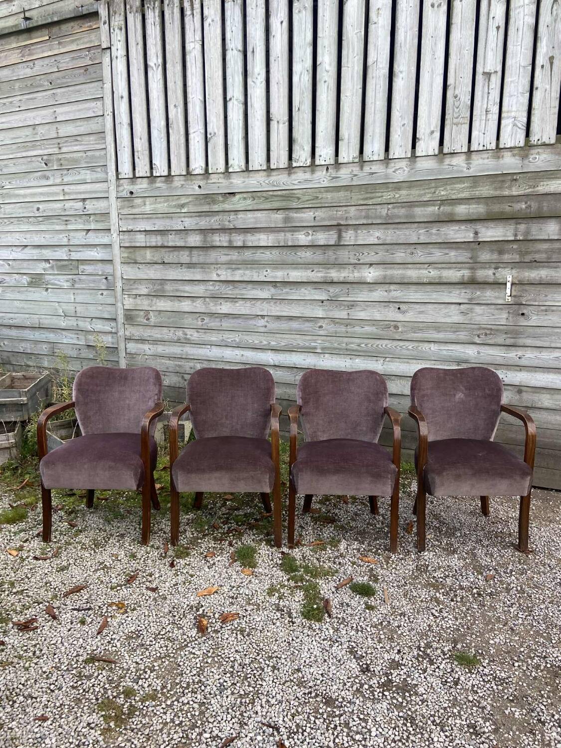 4 vintage velvet armchairs