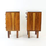 Tables de chevet du milieu du siècle avec plateau en verre noir, Novy Domov, Tchécoslovaquie, années 1960