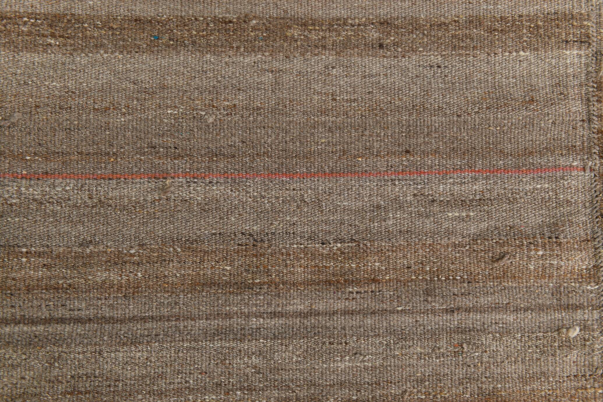 10x13 Turkish Brown & Bronze Handmade Kilim Rug, 303x386Cm