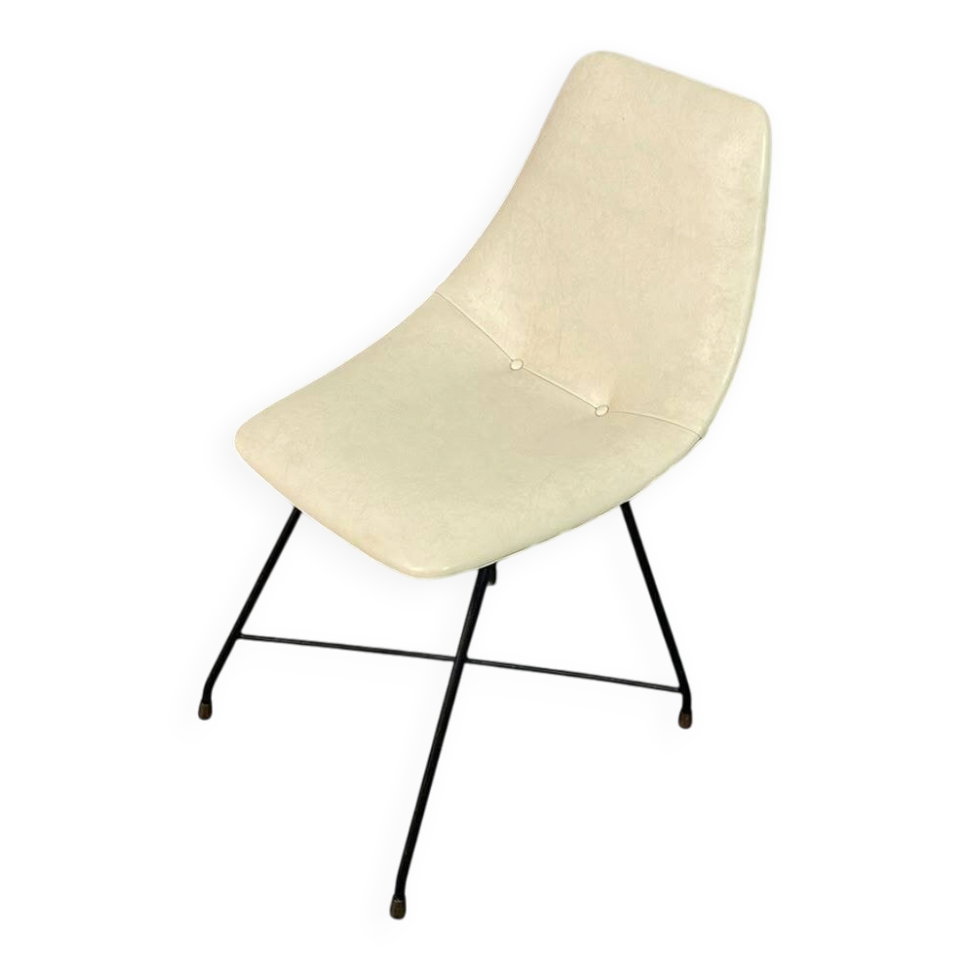 Augusto Bozzi ‘Aster’ Side Chair for Saporiti, Italy, 1950s – Cream Vinyl