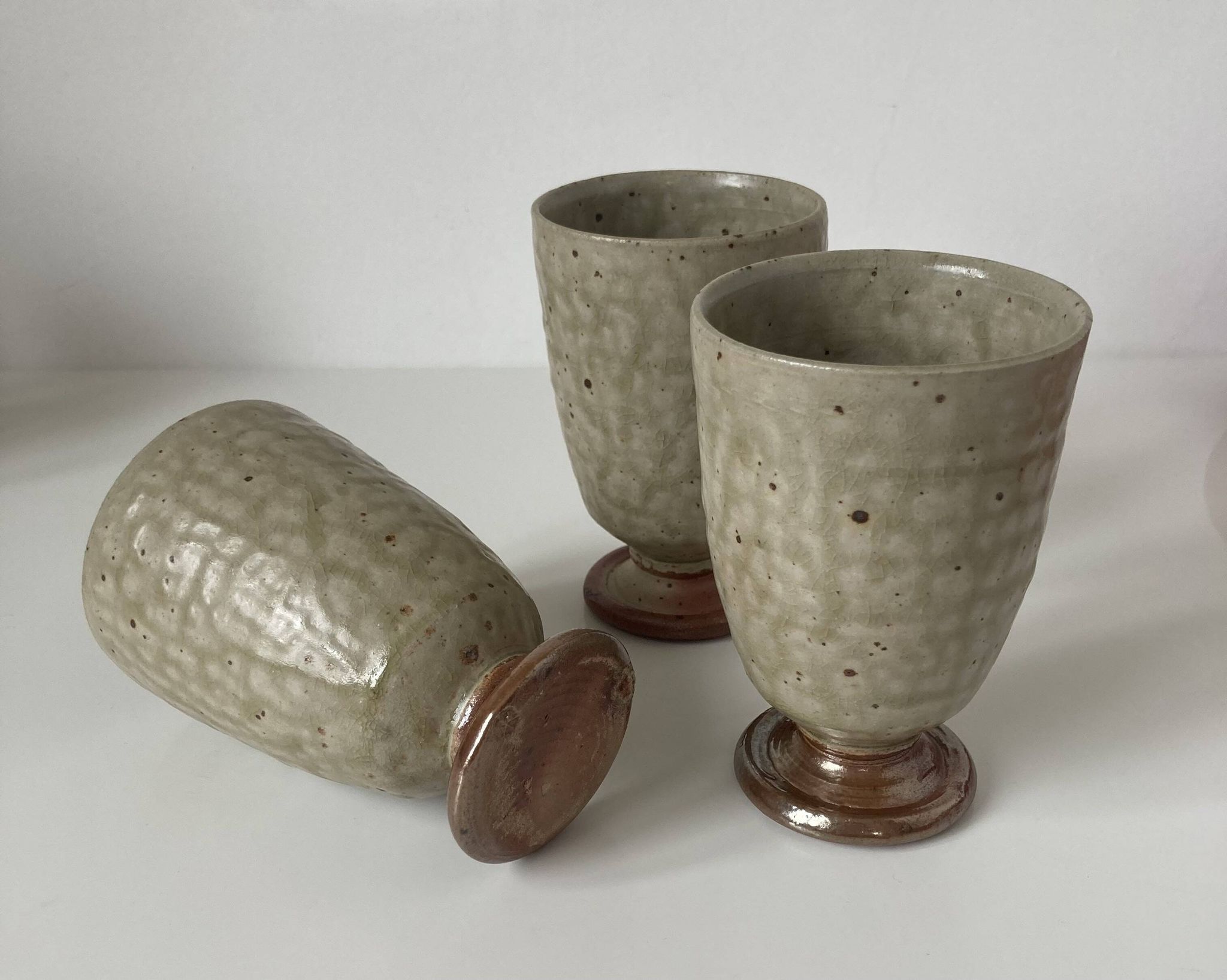 Trio of glazed stoneware vases from La Borne by Christine Pedley