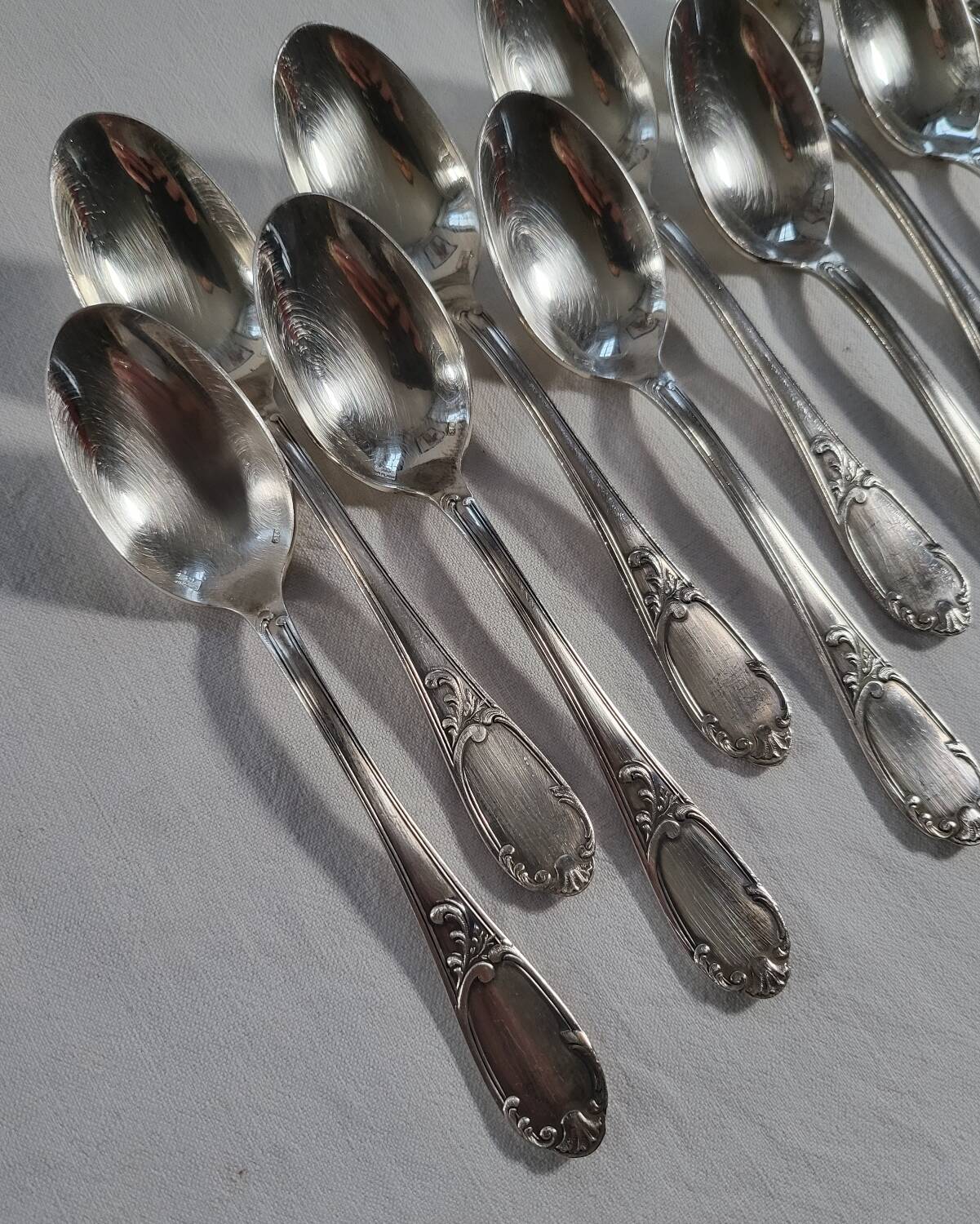 12 Small Silver Metal Spoons SOH