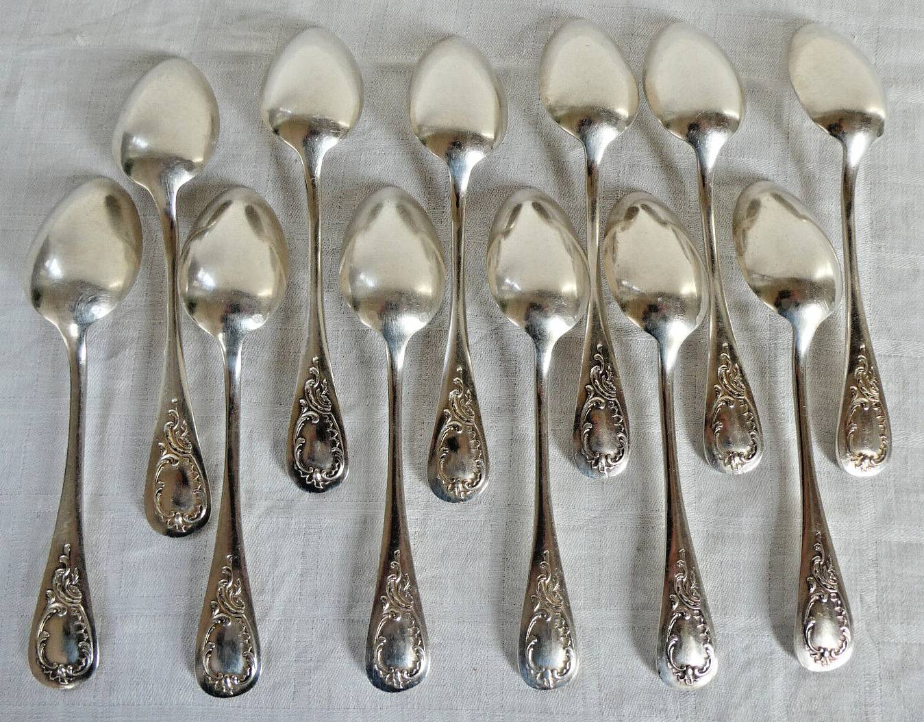 12 Silver-plated metal teaspoons 18 grs, Uniplat model