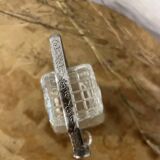 Serving set / condiment pot - crystal glass and chiseled iron