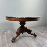 Carved wooden pedestal table with a marble top, Napoleon III period