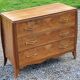 Chest of drawers from the 40s/50s in golden blond walnut 3 drawers feet compass
