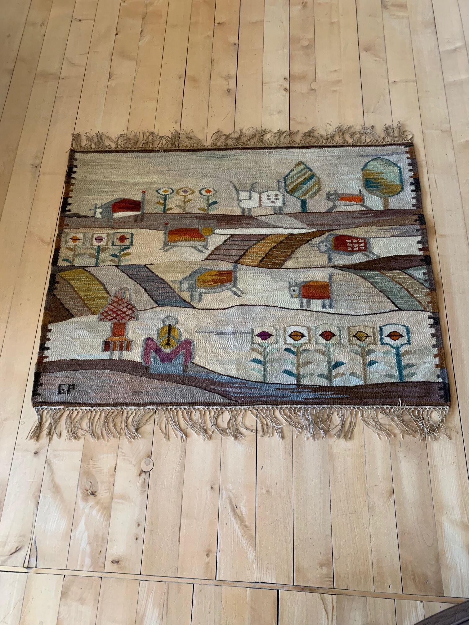 Tapestry "Buffalo" designed by Piotr Grabowski Cepelia 1978