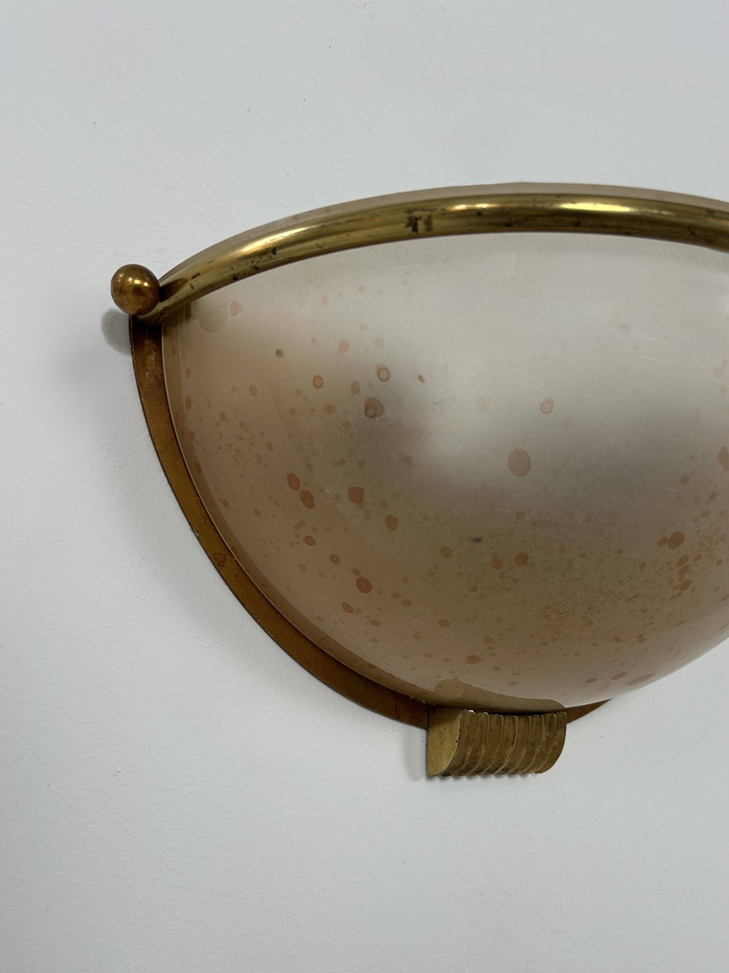 Vintage wall lights, brass and perspex, France, 1970.